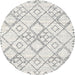 Round Contemporary Off White Beige Solid Rug, con3038