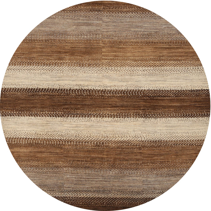 Round Contemporary Saddle Brown Modern Rug, con303