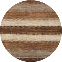 Round Machine Washable Contemporary Saddle Brown Rug, wshcon303