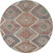 Round Machine Washable Contemporary Dark Almond Brown Rug, wshcon3040