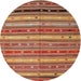 Round Contemporary Sand Brown Southwestern Rug, con3041