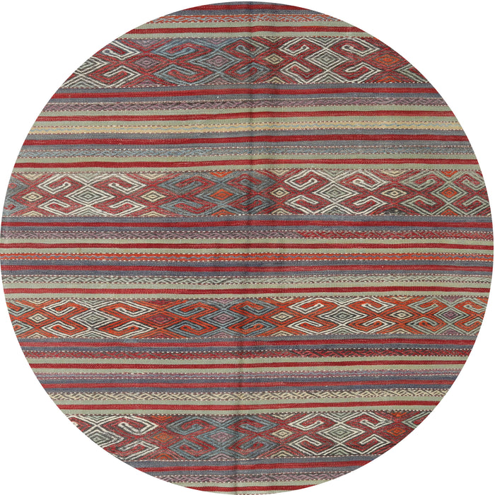 Round Machine Washable Contemporary Fire Brick Red Rug, wshcon3043