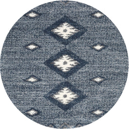 Round Contemporary Columbia Blue Modern Rug, con3044