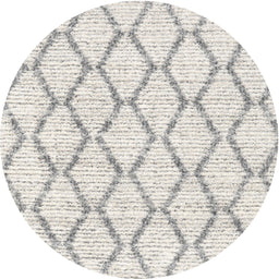 Round Contemporary Dark Gray Trellis Rug, con3045