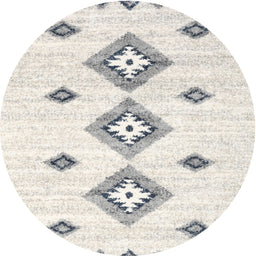 Round Contemporary Antique White Beige Modern Rug, con3046