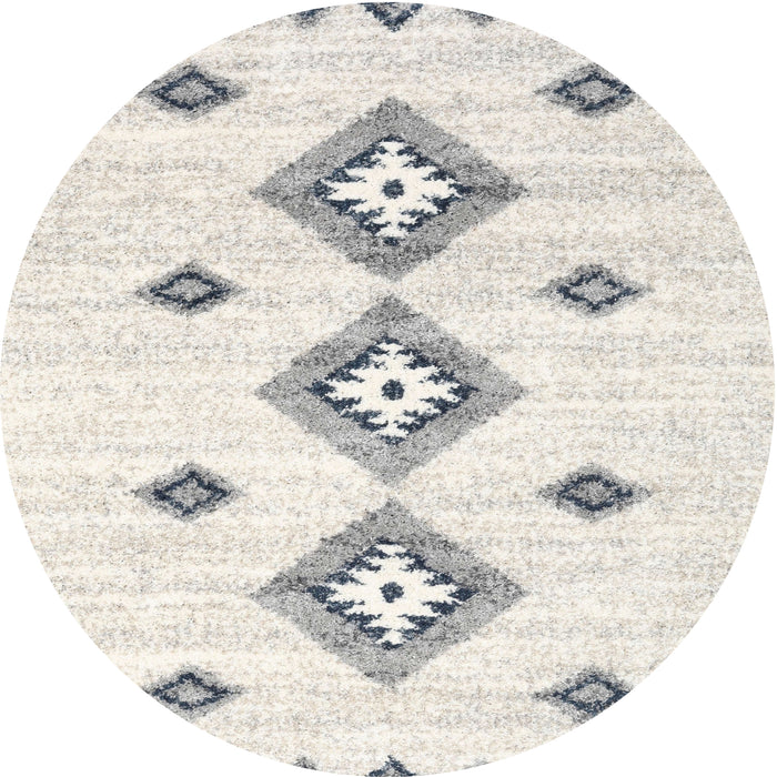 Round Machine Washable Contemporary Antique White Beige Rug, wshcon3046