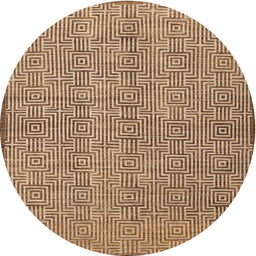 Round Contemporary Mahogany Brown Modern Rug, con304