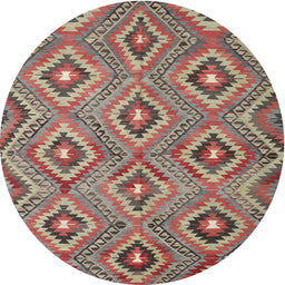 Round Machine Washable Contemporary Brown Red Rug, wshcon3051