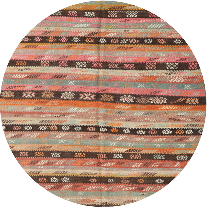 Round Machine Washable Contemporary Chestnut Red Rug, wshcon3053