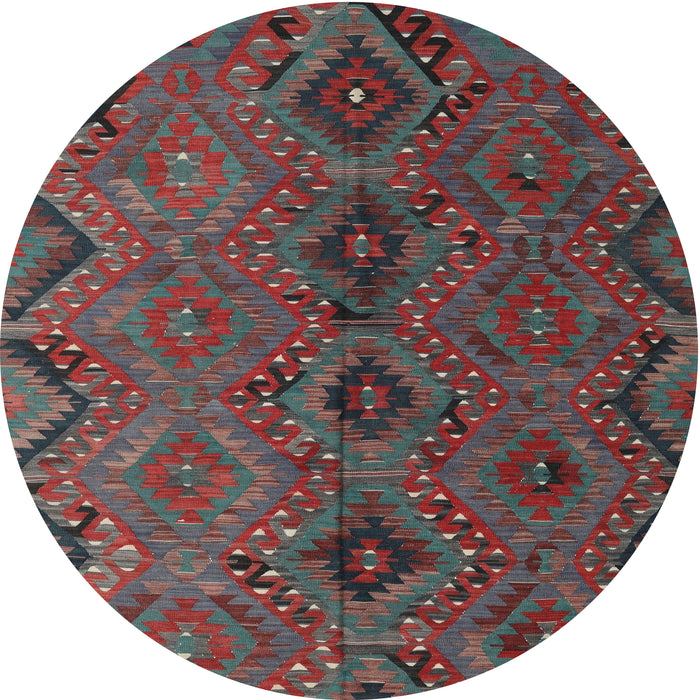 Round Contemporary Brown Red Southwestern Rug, con3054