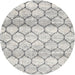 Round Contemporary Dark Gray Trellis Rug, con3058