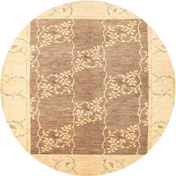 Round Contemporary Sand Brown Modern Rug, con305
