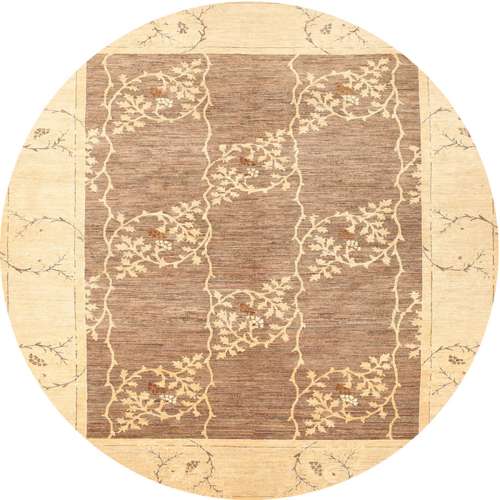 Round Machine Washable Contemporary Sand Brown Rug, wshcon305