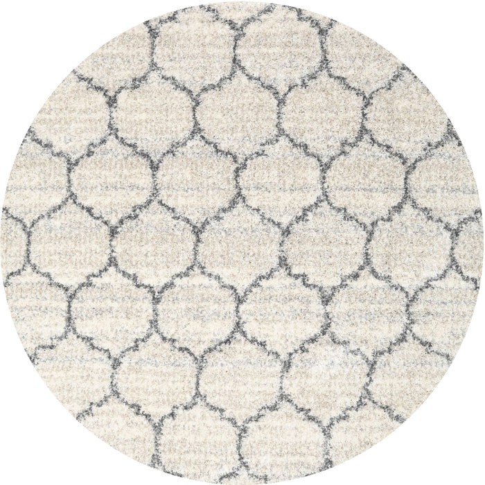 Round Machine Washable Contemporary Antique White Beige Rug, wshcon3060