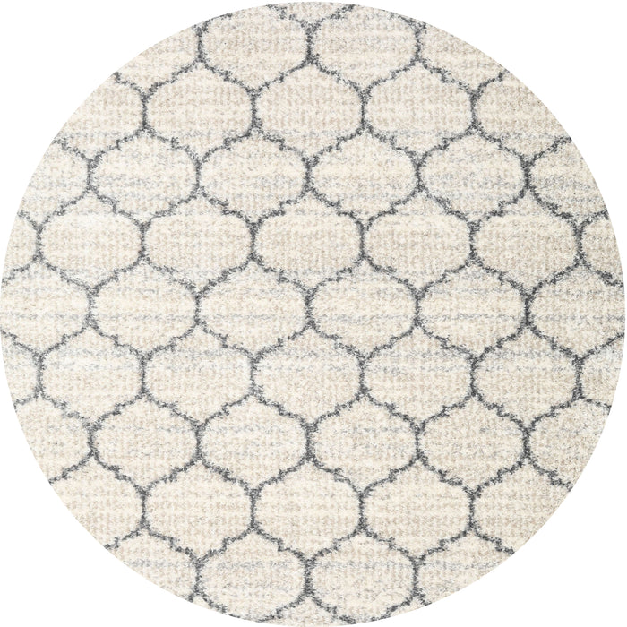 Round Contemporary Pale Silver Gray Abstract Machine Washable Rug, wshcon3061