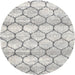 Round Machine Washable Contemporary Dark Gray Rug, wshcon3065