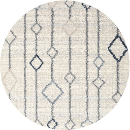 Round Machine Washable Contemporary Antique White Beige Rug, wshcon3067