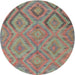 Round Machine Washable Contemporary Rust Pink Rug, wshcon3069