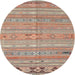 Round Machine Washable Contemporary Rust Pink Rug, wshcon3070