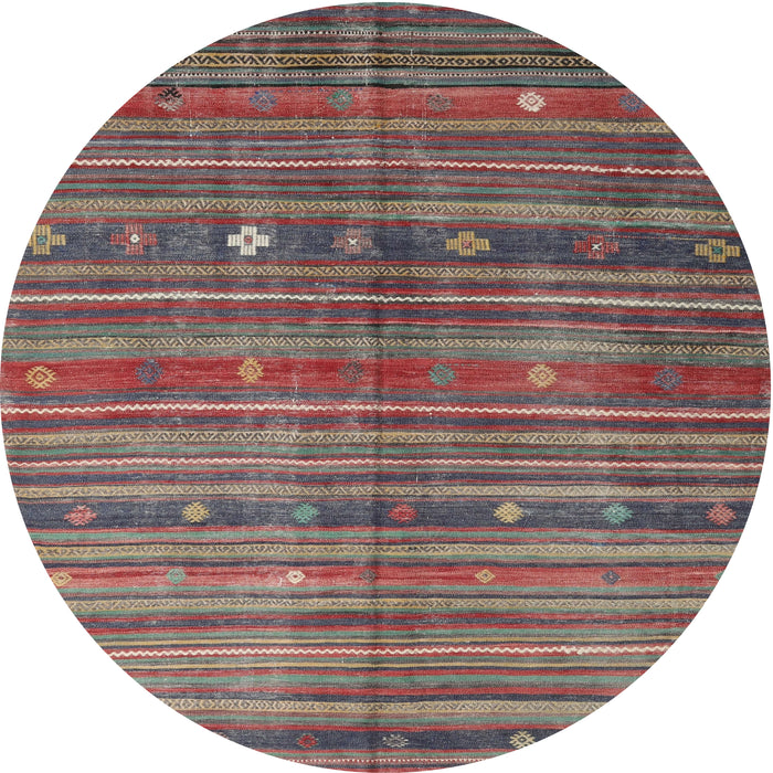 Round Contemporary Chestnut Brown Abstract Machine Washable Rug, wshcon3074