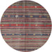 Round Contemporary Chestnut Brown Abstract Machine Washable Rug, wshcon3074