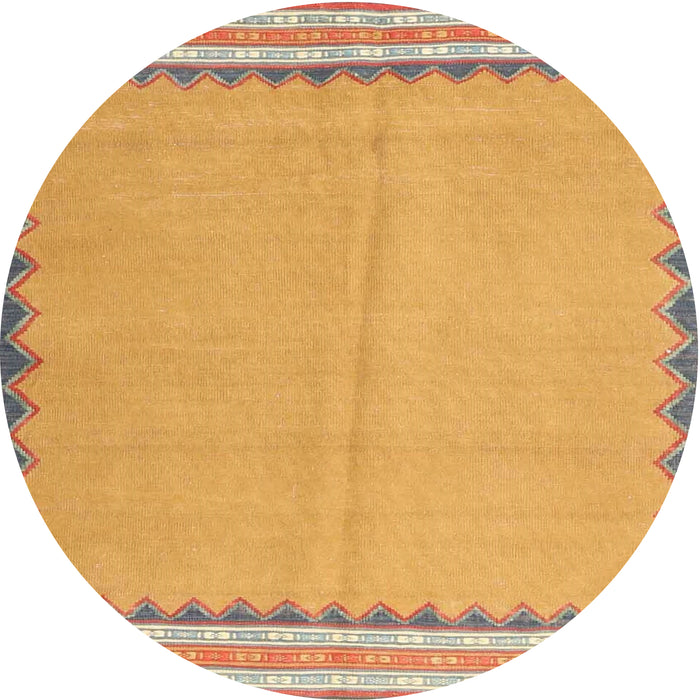 Round Contemporary Orange Abstract Machine Washable Rug, wshcon3076