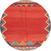 Round Machine Washable Contemporary Copper Red Pink Rug, wshcon3078