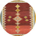 Round Machine Washable Contemporary Red Rug, wshcon3079