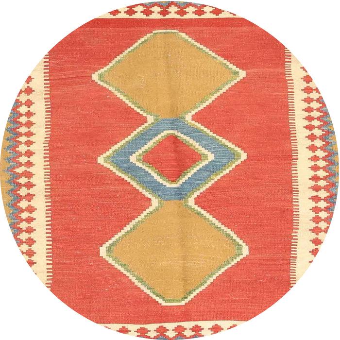 Round Contemporary Scarlet Red Oriental Rug, con3081