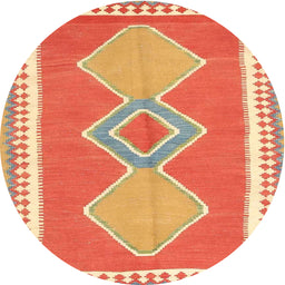 Round Machine Washable Contemporary Scarlet Red Rug, wshcon3081