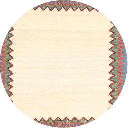 Round Contemporary Camel Brown Solid Rug, con3083