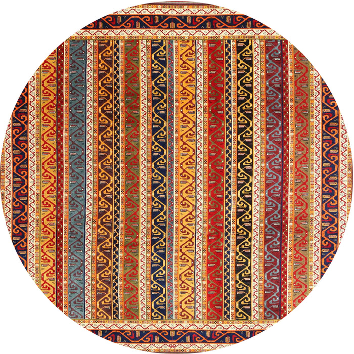 Round Contemporary Sand Brown Modern Rug, con3086
