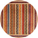 Round Contemporary Sand Brown Modern Rug, con3086