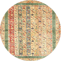 Round Contemporary Brown Gold Modern Rug, con3087