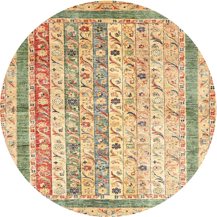 Round Contemporary Brown Gold Modern Rug, con3087