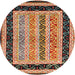 Round Contemporary Saffron Red Modern Rug, con3092