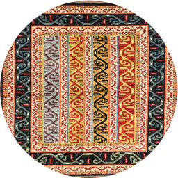 Round Machine Washable Contemporary Saffron Red Rug, wshcon3092