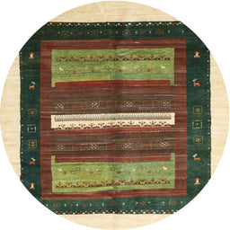 Round Machine Washable Contemporary Dark Brown Rug, wshcon310
