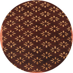 Round Contemporary Mahogany Brown Modern Rug, con311
