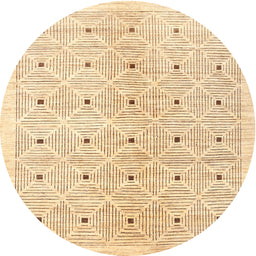 Round Contemporary Sand Brown Modern Rug, con312