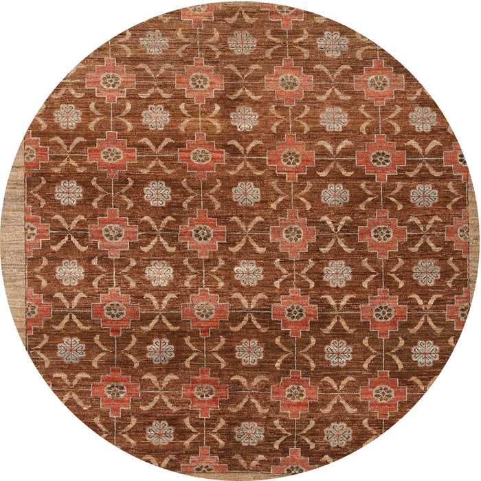 Round Machine Washable Contemporary Tomato Red Rug, wshcon314