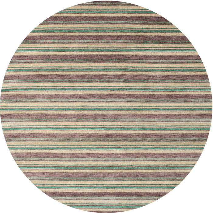 Round Contemporary Dark Almond Brown Modern Rug, con315