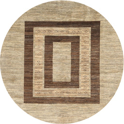 Round Contemporary Dark Gold Brown Modern Rug, con326