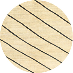 Round Machine Washable Contemporary Sun Yellow Rug, wshcon327