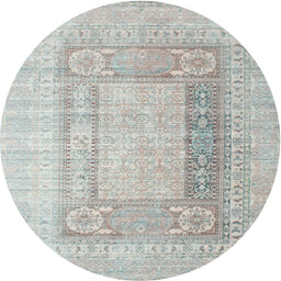 Round Machine Washable Contemporary Dark Gray Rug, wshcon332