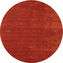 Round Machine Washable Contemporary Red Rug, wshcon335