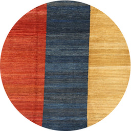 Round Machine Washable Contemporary Fire Brick Red Rug, wshcon340