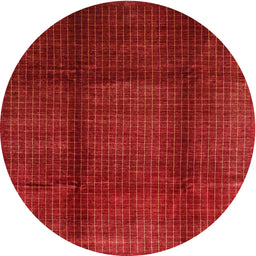 Round Machine Washable Contemporary Fire Red Rug, wshcon342