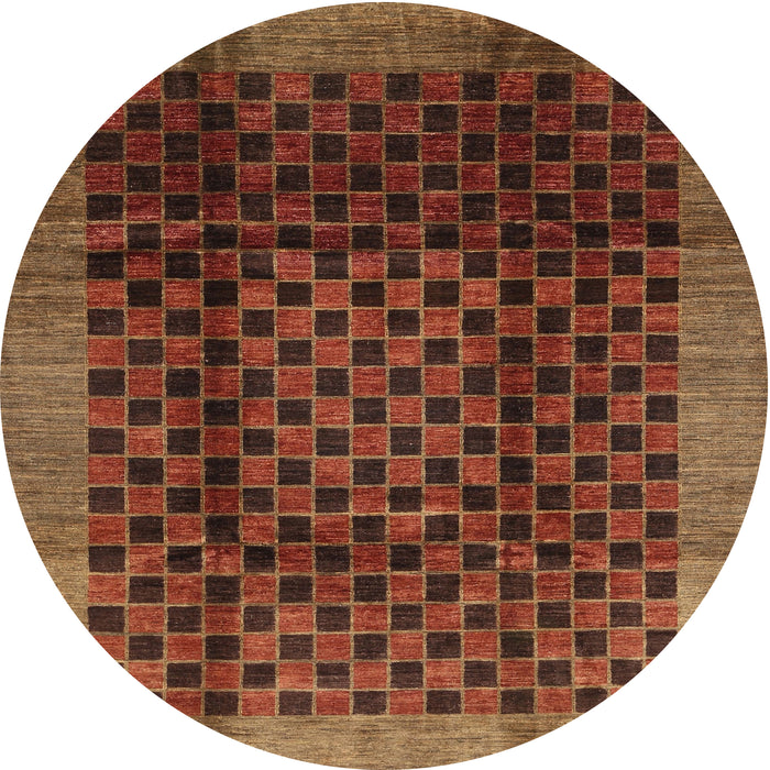 Round Contemporary Saffron Red Modern Rug, con347