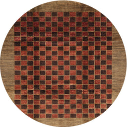 Round Machine Washable Contemporary Saffron Red Rug, wshcon347
